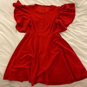 Stretchy A line/skater mini dress red